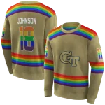 custom georgia tech yellow jackets rainbow stripes gold hoodie best selling