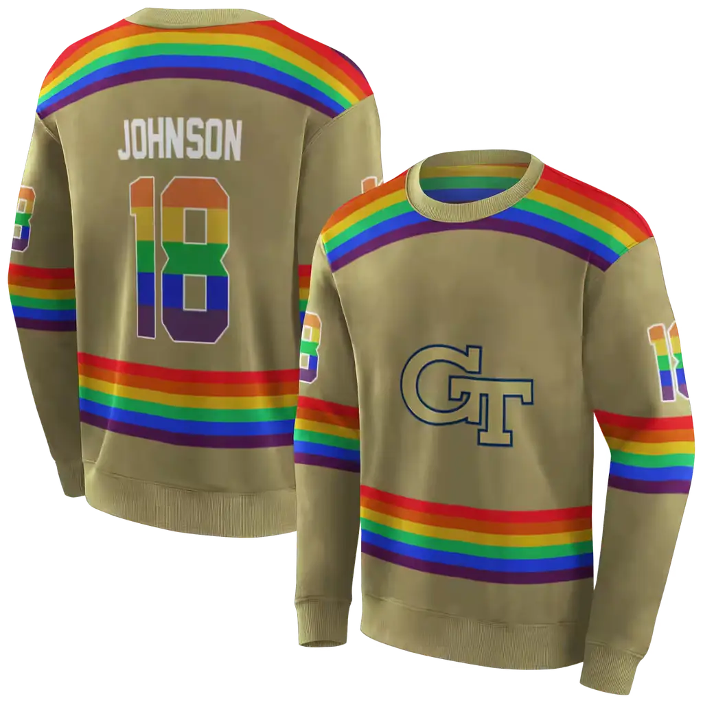 custom georgia tech yellow jackets rainbow stripes gold hoodie premium grade custom georgia tech yellow jackets rainbow stripes gold hoodie premium grade