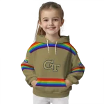 custom georgia tech yellow jackets rainbow stripes gold hoodie best selling