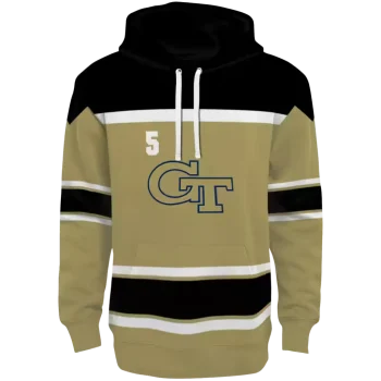 custom georgia tech yellow jackets striped pattern gold hoodie best selling