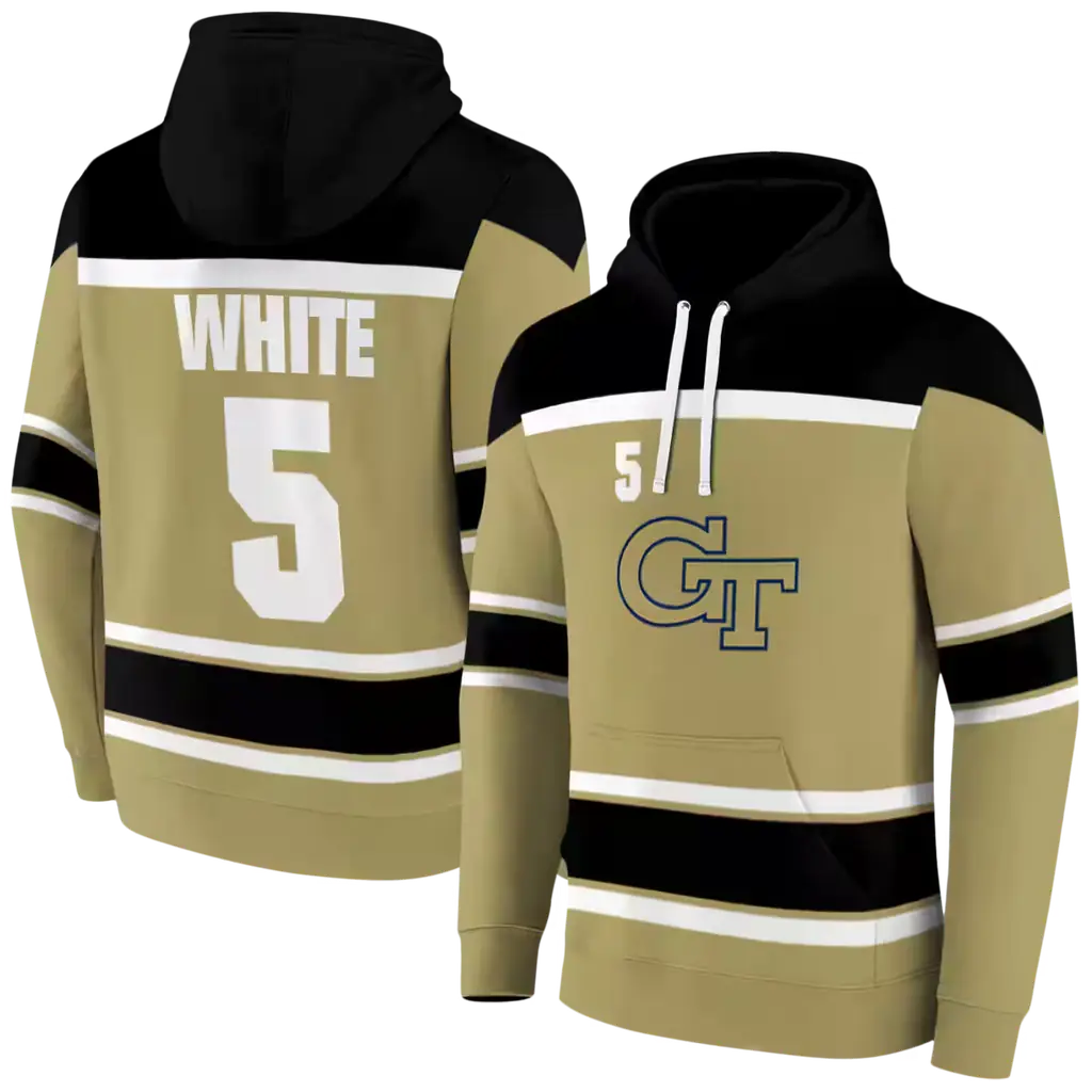 custom georgia tech yellow jackets striped pattern gold hoodie fashion forward custom georgia tech yellow jackets striped pattern gold hoodie fashion forward