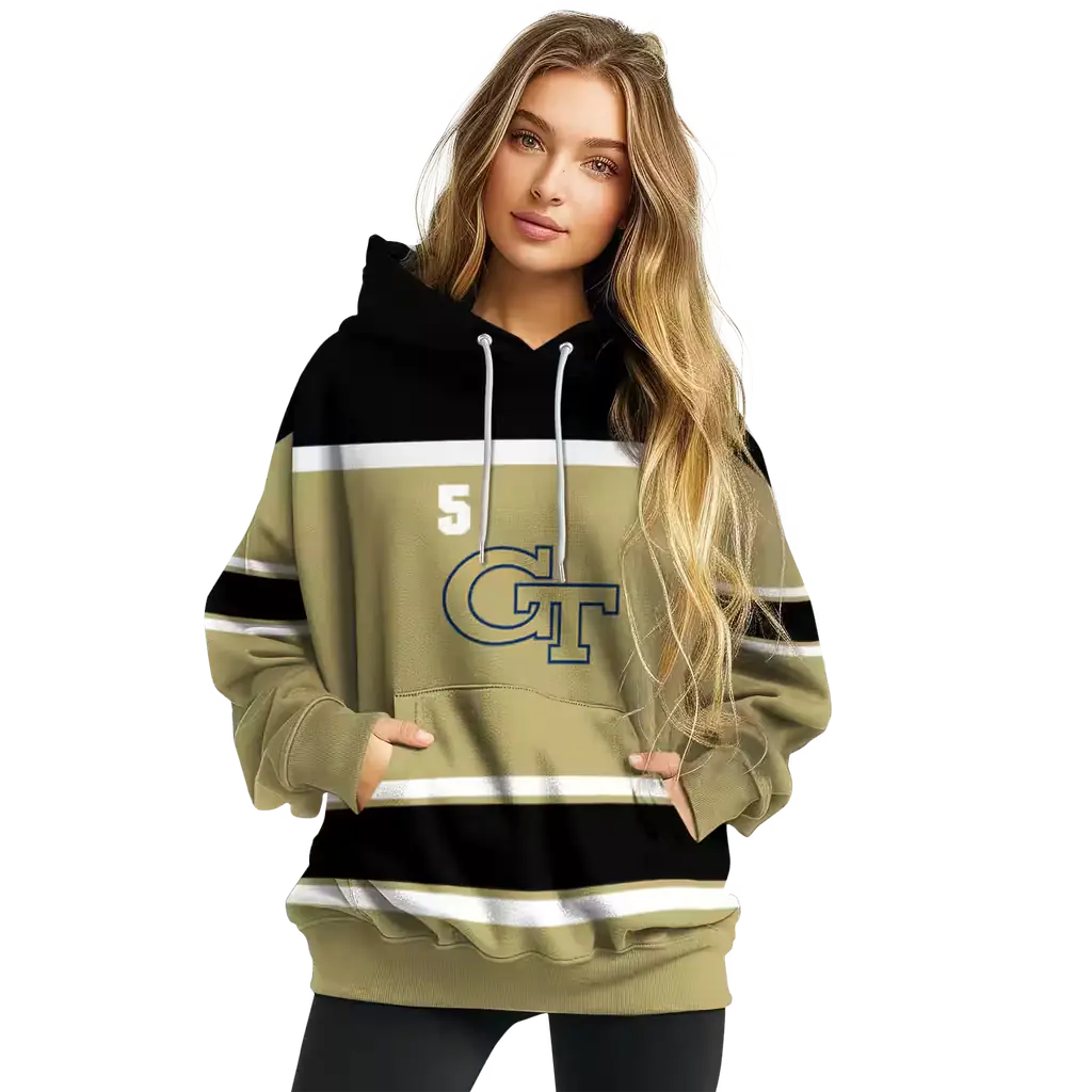 custom georgia tech yellow jackets striped pattern gold hoodie high quality custom georgia tech yellow jackets striped pattern gold hoodie high quality