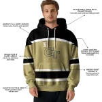 custom georgia tech yellow jackets striped pattern gold hoodie best selling