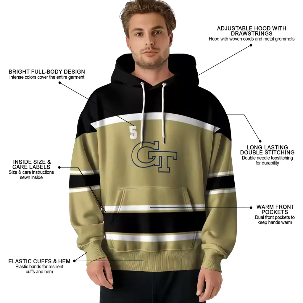 custom georgia tech yellow jackets striped pattern gold hoodie latest model custom georgia tech yellow jackets striped pattern gold hoodie latest model