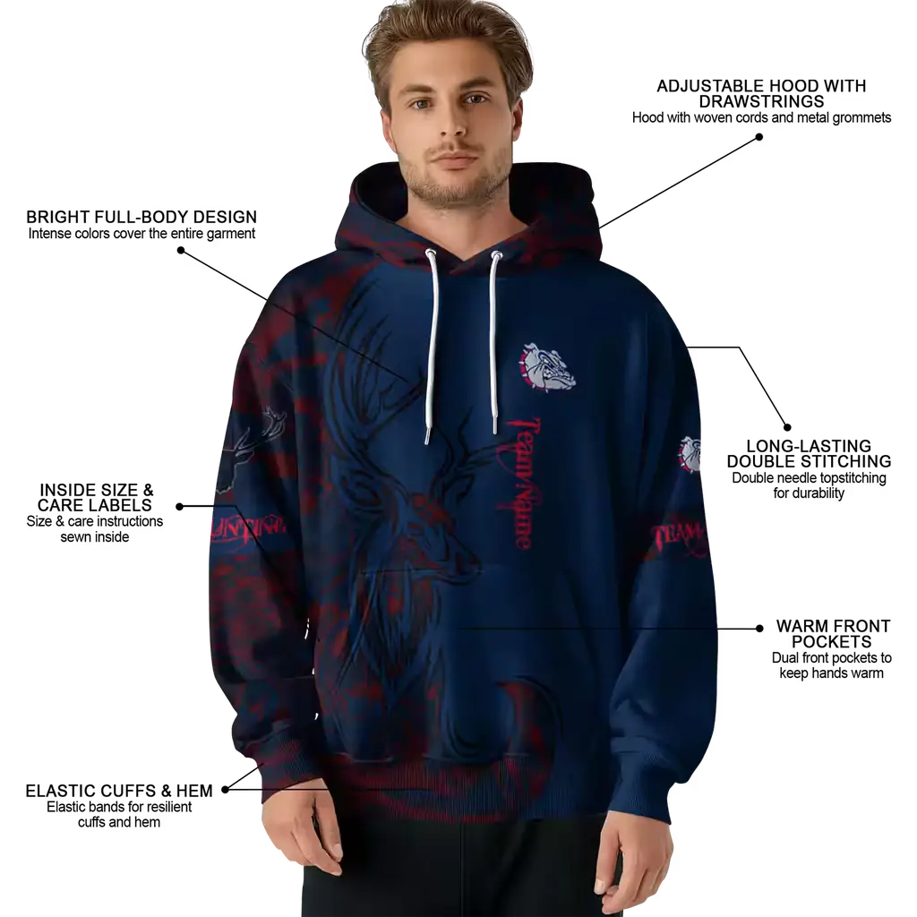 custom gonzaga bulldogs deer silhouette blue hoodie latest model custom gonzaga bulldogs deer silhouette blue hoodie latest model