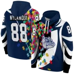 custom gonzaga bulldogs puzzle pieces blue hoodie best selling