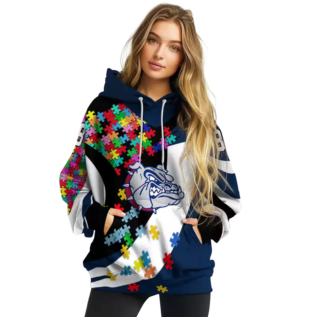 custom gonzaga bulldogs puzzle pieces blue hoodie high quality custom gonzaga bulldogs puzzle pieces blue hoodie high quality