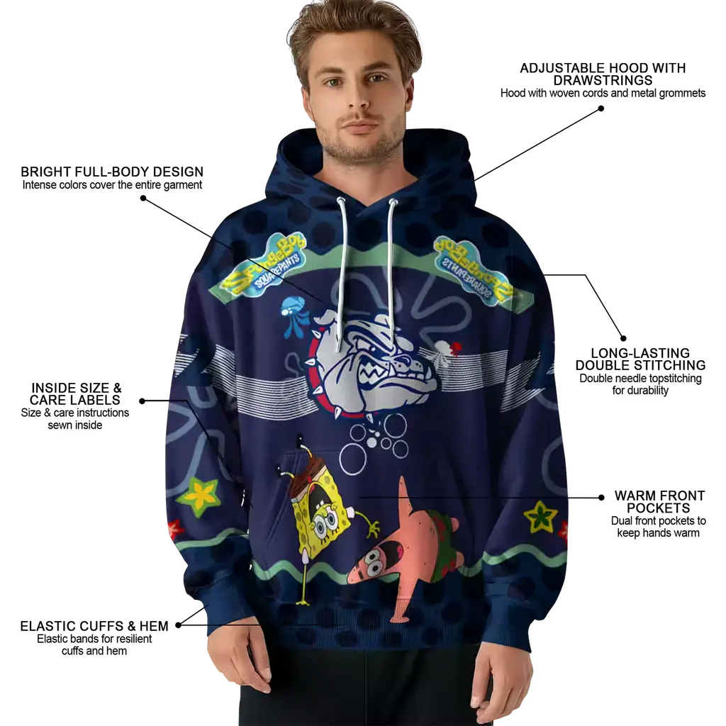 custom gonzaga bulldogs spongebob patrick star blue navy hoodie latest model custom gonzaga bulldogs spongebob patrick star blue navy hoodie latest model