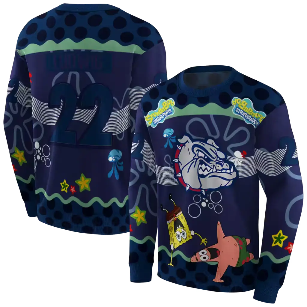 custom gonzaga bulldogs spongebob patrick star blue navy hoodie premium grade custom gonzaga bulldogs spongebob patrick star blue navy hoodie premium grade