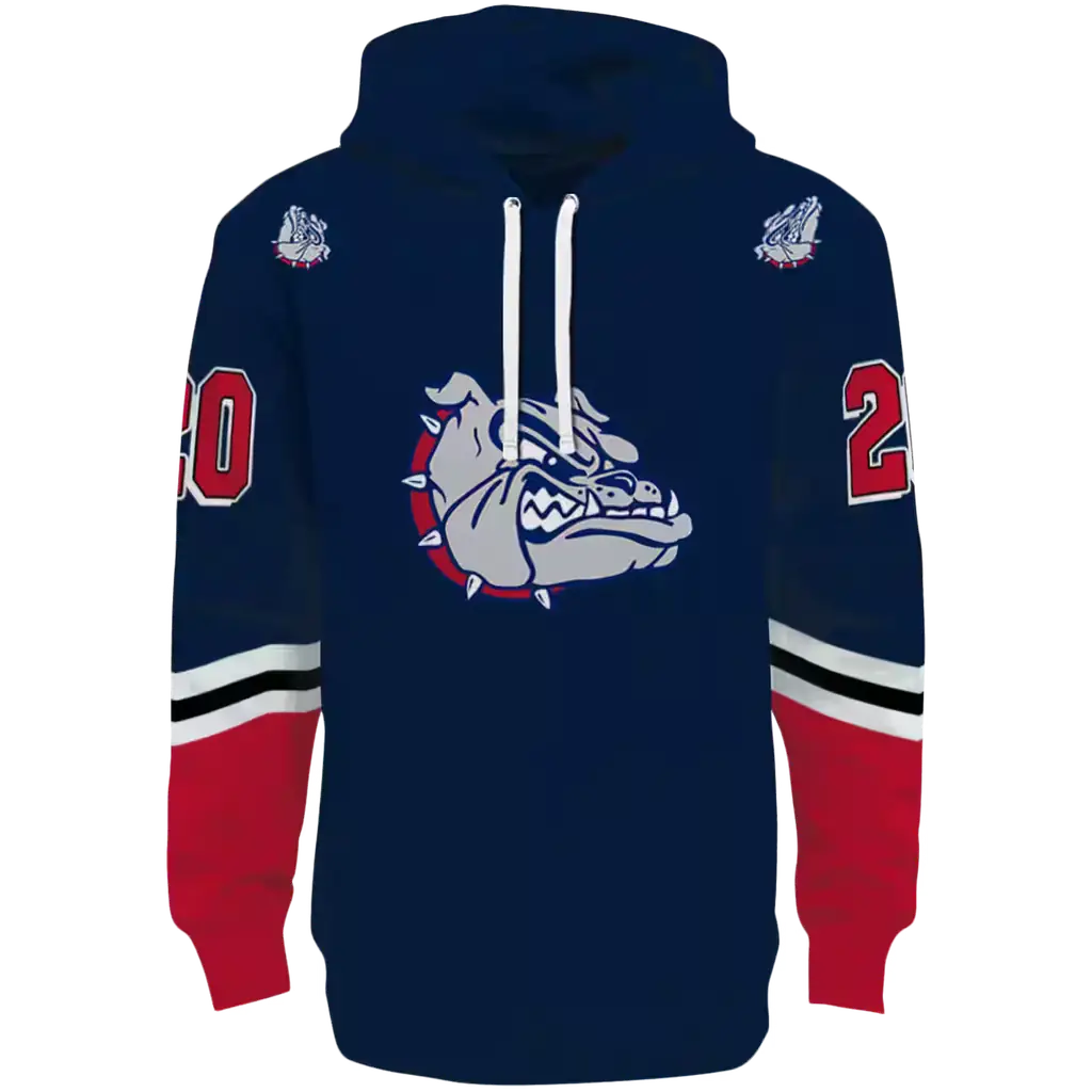 custom gonzaga bulldogs striped sleeves blue hoodie best selling custom gonzaga bulldogs striped sleeves blue hoodie best selling