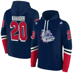 custom gonzaga bulldogs striped sleeves blue hoodie best selling