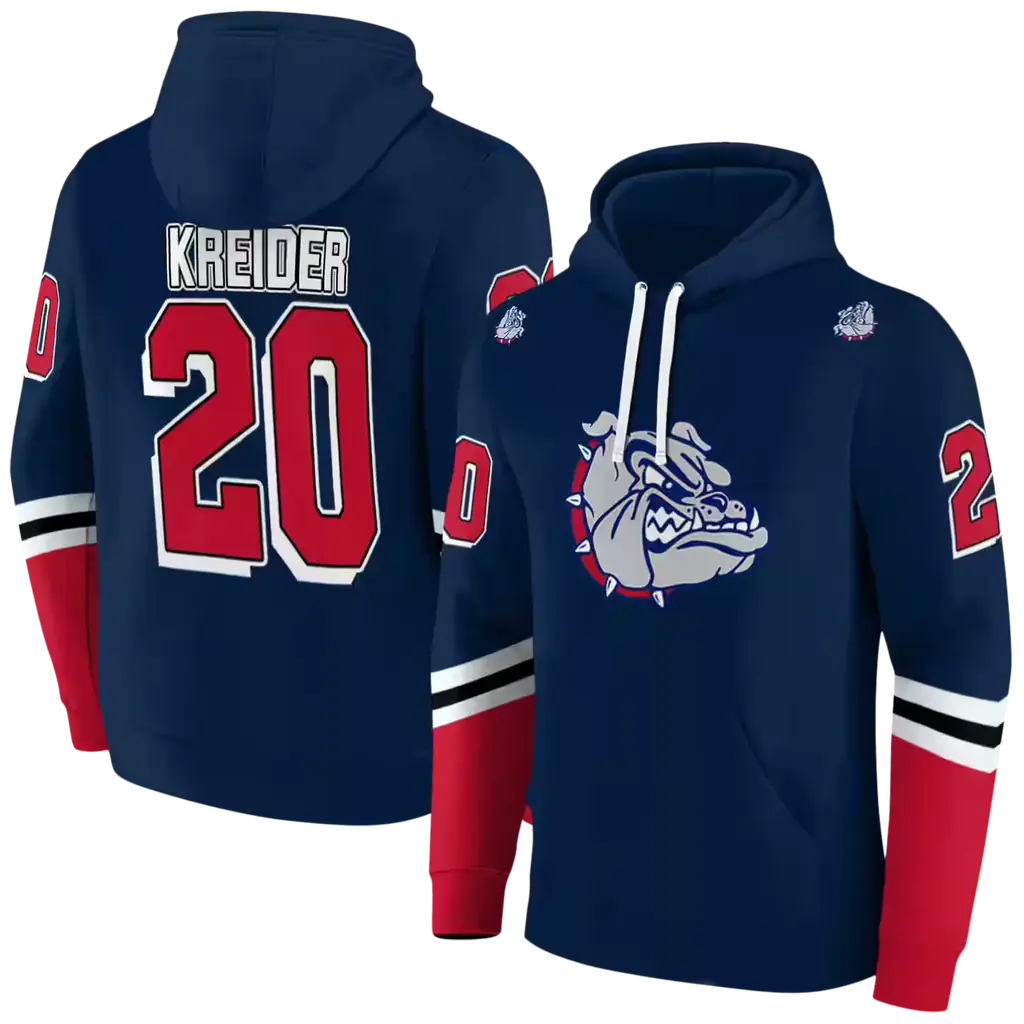 custom gonzaga bulldogs striped sleeves blue hoodie fashion forward custom gonzaga bulldogs striped sleeves blue hoodie fashion forward