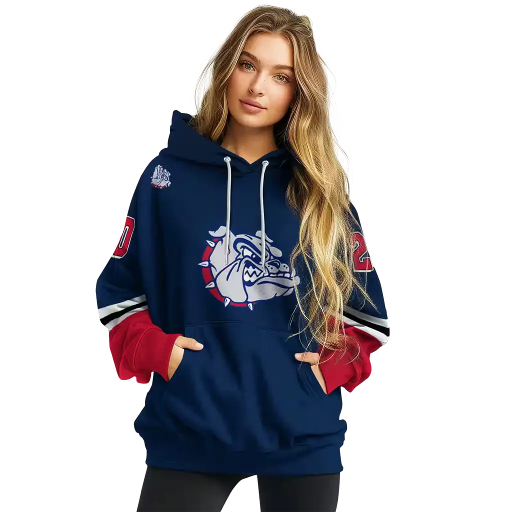 custom gonzaga bulldogs striped sleeves blue hoodie high quality custom gonzaga bulldogs striped sleeves blue hoodie high quality