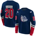 custom gonzaga bulldogs striped sleeves blue hoodie best selling