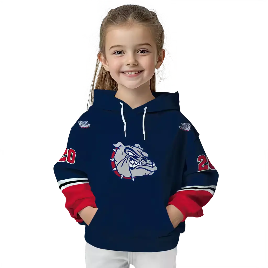 custom gonzaga bulldogs striped sleeves blue hoodie top rated custom gonzaga bulldogs striped sleeves blue hoodie top rated