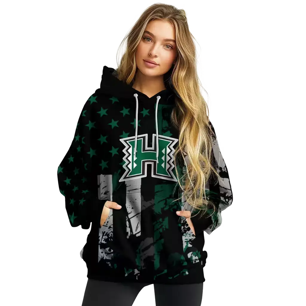 custom hawaii rainbow warriors distressed flag green black hoodie high quality custom hawaii rainbow warriors distressed flag green black hoodie high quality