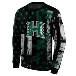 custom hawaii rainbow warriors distressed flag green black hoodie best selling