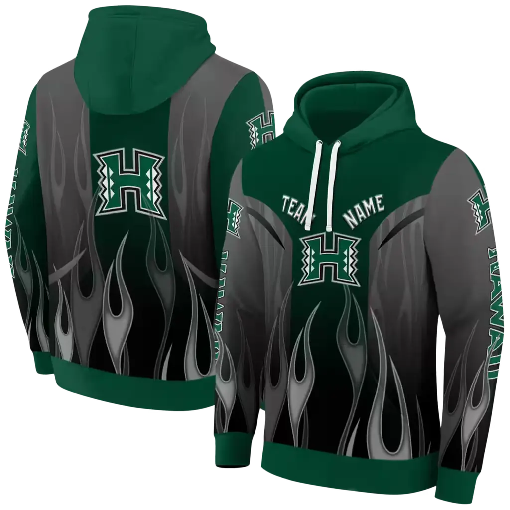 custom hawaii rainbow warriors flame design green hoodie fashion forward custom hawaii rainbow warriors flame design green hoodie fashion forward