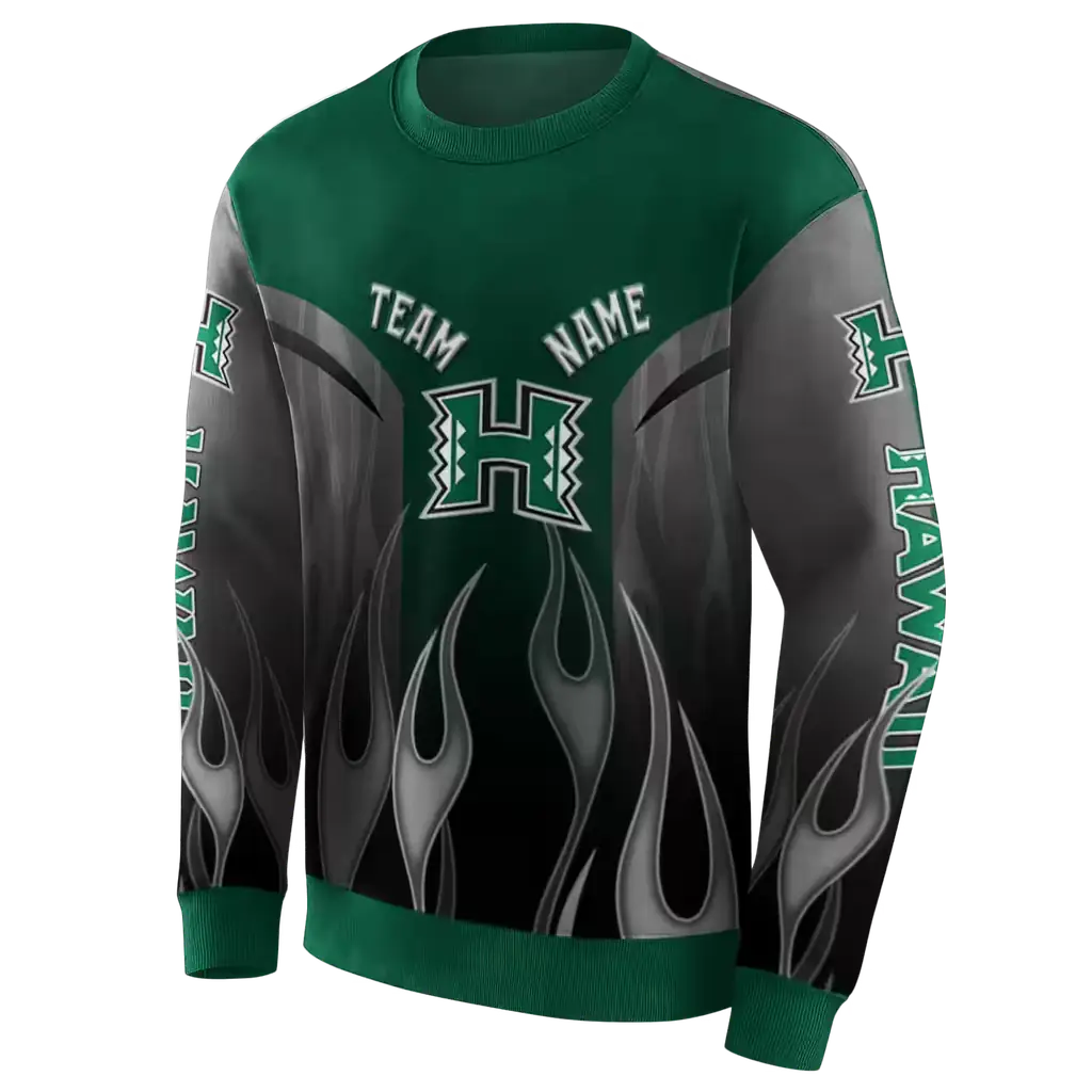custom hawaii rainbow warriors flame design green hoodie new arrival custom hawaii rainbow warriors flame design green hoodie new arrival