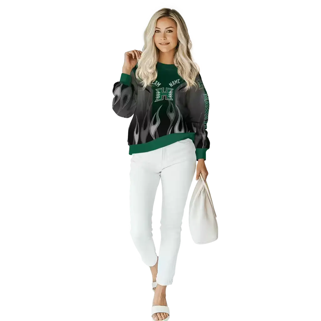 custom hawaii rainbow warriors flame design green hoodie trendy custom hawaii rainbow warriors flame design green hoodie trendy