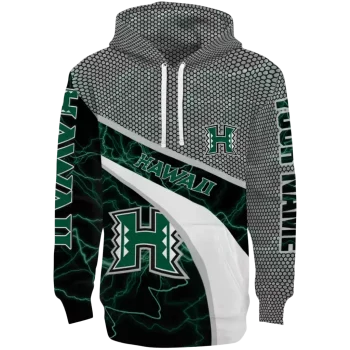 custom hawaii rainbow warriors hexagonal mesh green black gray hoodie best selling