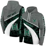 custom hawaii rainbow warriors hexagonal mesh green black gray hoodie best selling