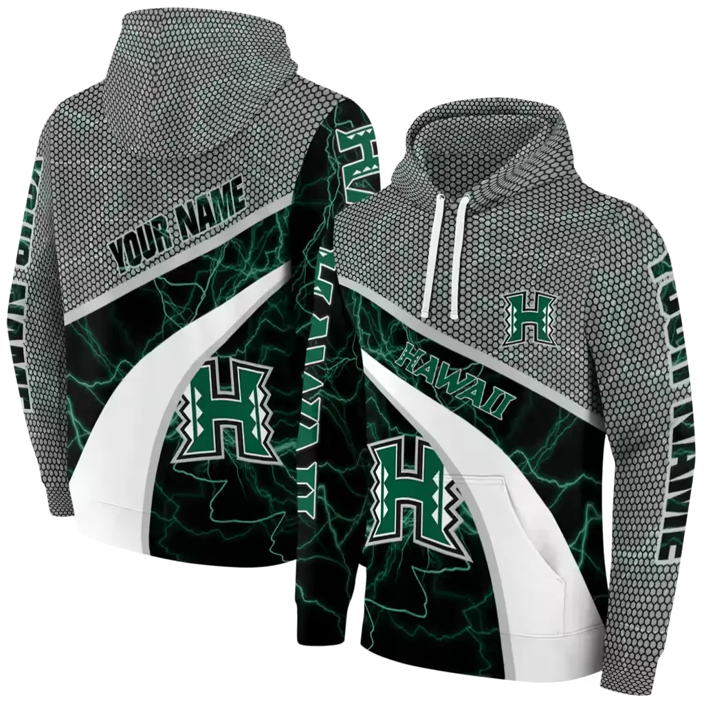 custom hawaii rainbow warriors hexagonal mesh green black gray hoodie fashion forward custom hawaii rainbow warriors hexagonal mesh green black gray hoodie fashion forward