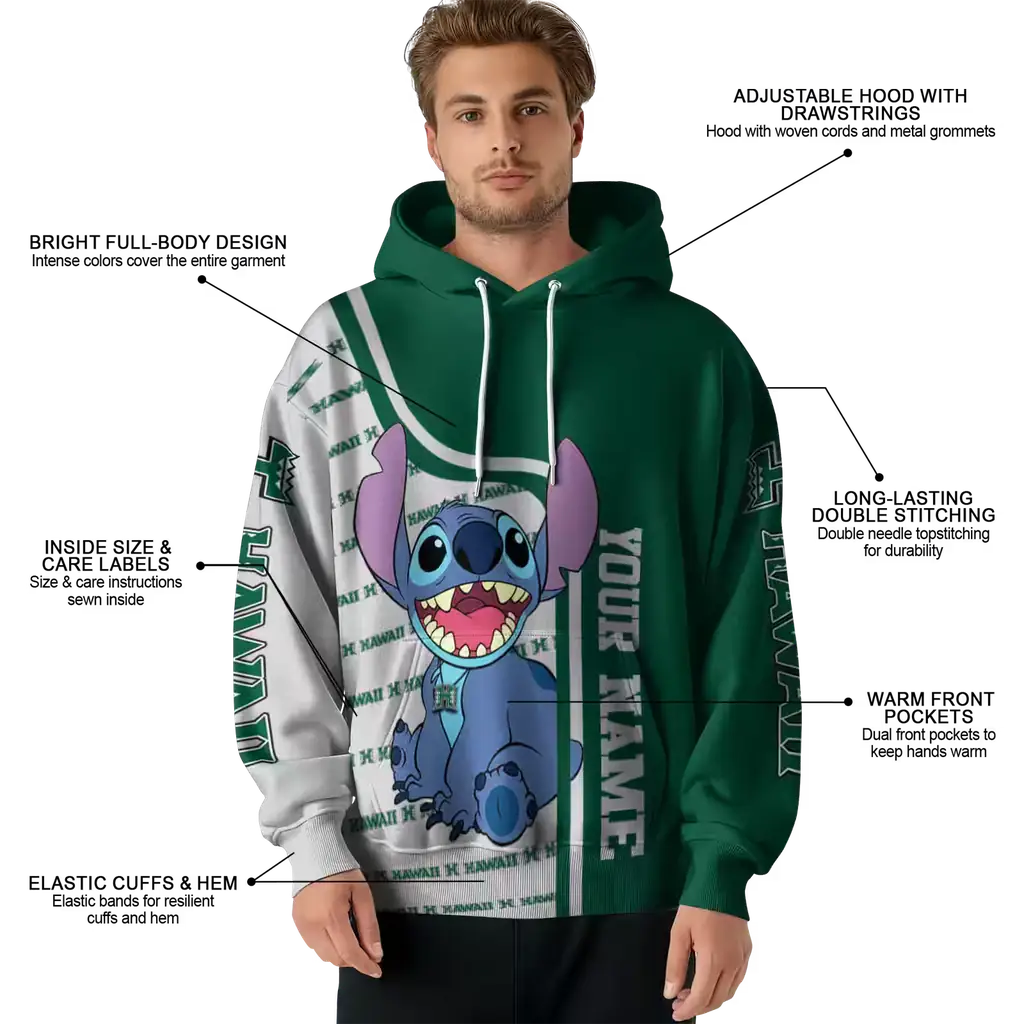 custom hawaii rainbow warriors stitch green hoodie latest model custom hawaii rainbow warriors stitch green hoodie latest model