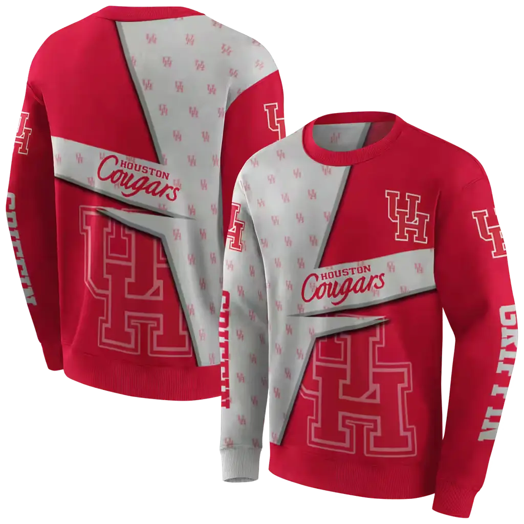 custom houston cougars abstract shape red hoodie premium grade custom houston cougars abstract shape red hoodie premium grade