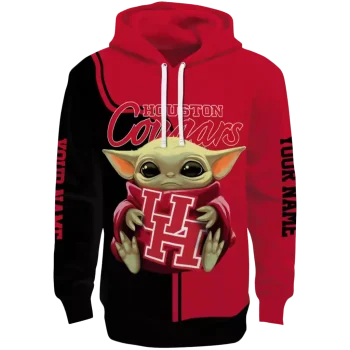 custom houston cougars baby yoda red black hoodie best selling