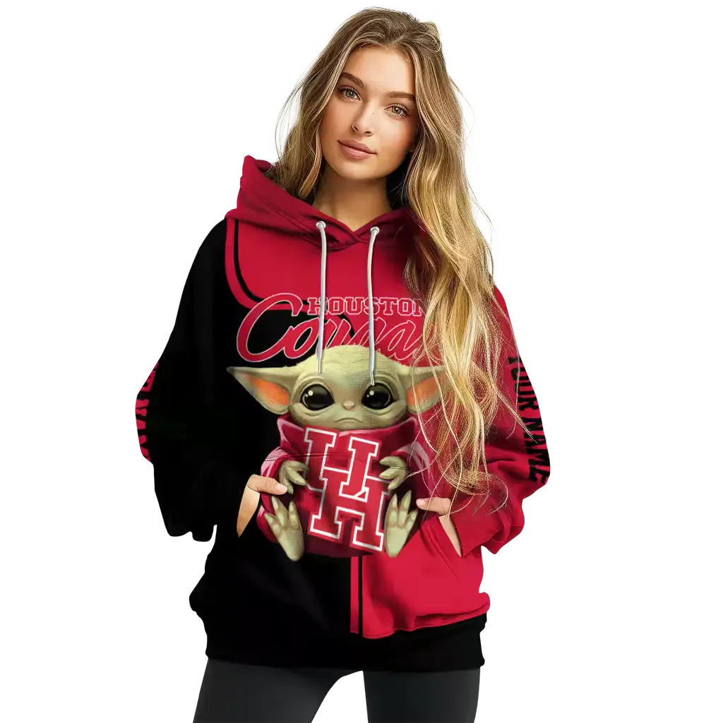 custom houston cougars baby yoda red black hoodie high quality custom houston cougars baby yoda red black hoodie high quality