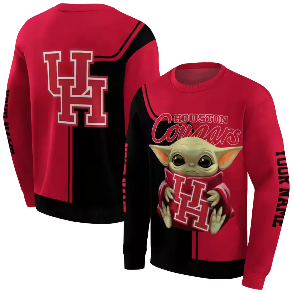 custom houston cougars baby yoda red black hoodie premium grade custom houston cougars baby yoda red black hoodie premium grade