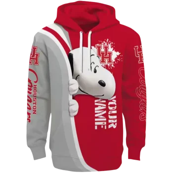 custom houston cougars peeking snoopy red hoodie best selling