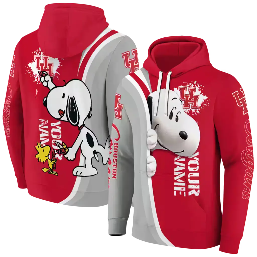 custom houston cougars peeking snoopy red hoodie fashion forward custom houston cougars peeking snoopy red hoodie fashion forward