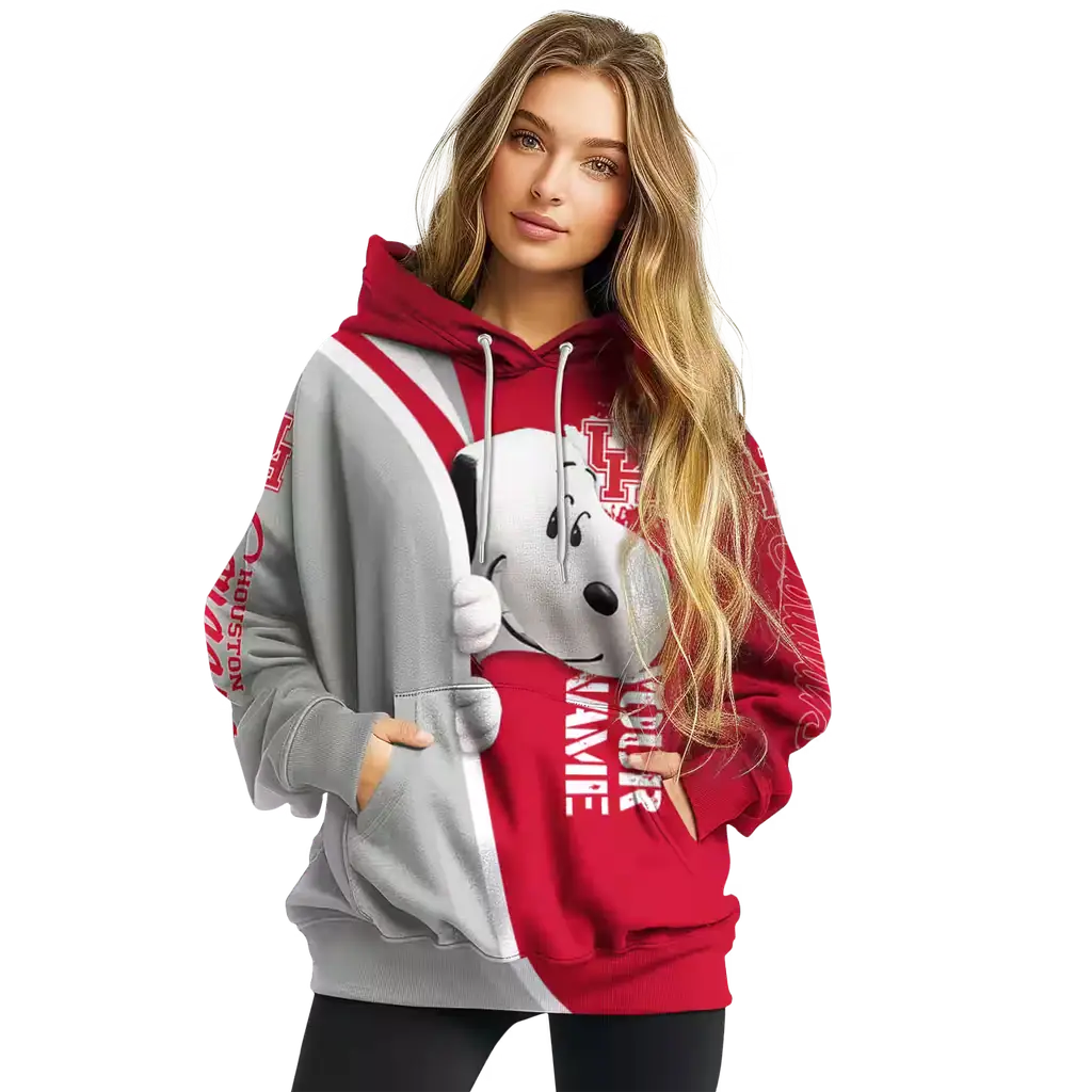 custom houston cougars peeking snoopy red hoodie high quality custom houston cougars peeking snoopy red hoodie high quality