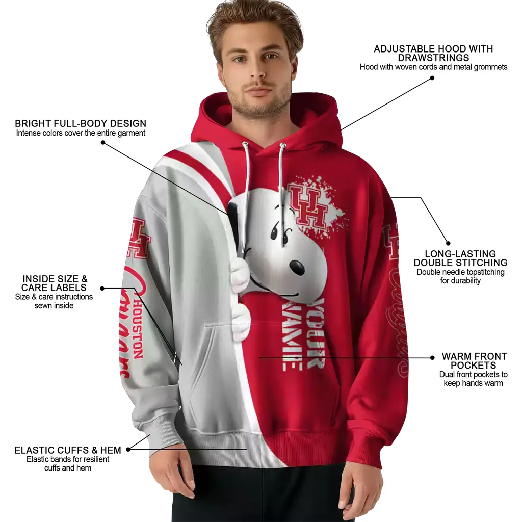 custom houston cougars peeking snoopy red hoodie latest model custom houston cougars peeking snoopy red hoodie latest model