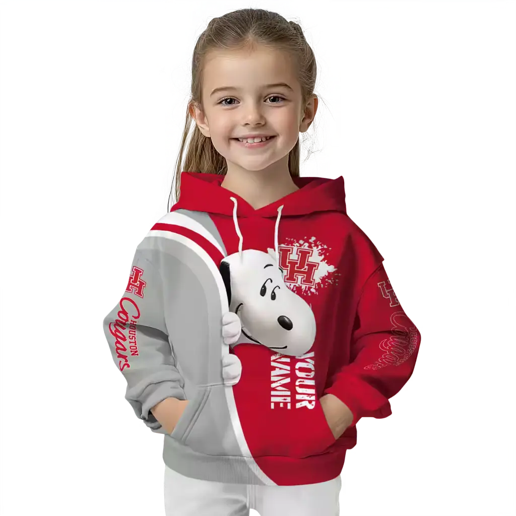custom houston cougars peeking snoopy red hoodie top rated custom houston cougars peeking snoopy red hoodie top rated