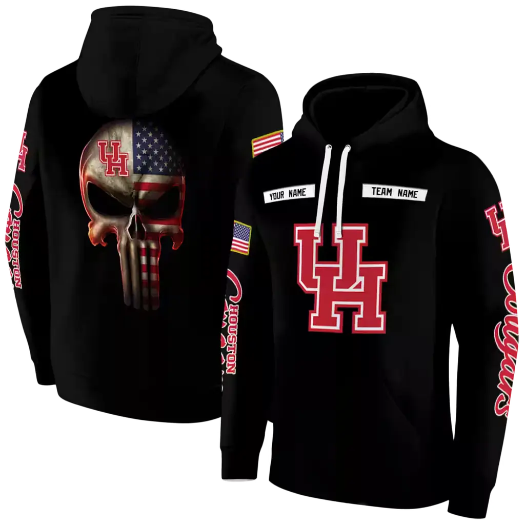 custom houston cougars punisher skull black hoodie fashion forward custom houston cougars punisher skull black hoodie fashion forward