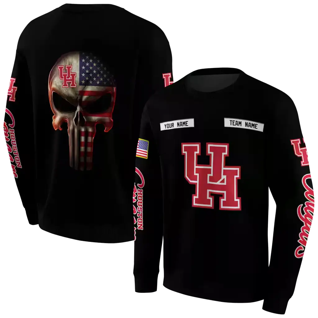 custom houston cougars punisher skull black hoodie premium grade custom houston cougars punisher skull black hoodie premium grade