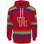 custom houston cougars rainbow stripes red hoodie best selling