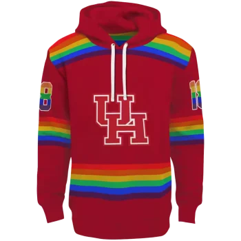 custom houston cougars rainbow stripes red hoodie best selling