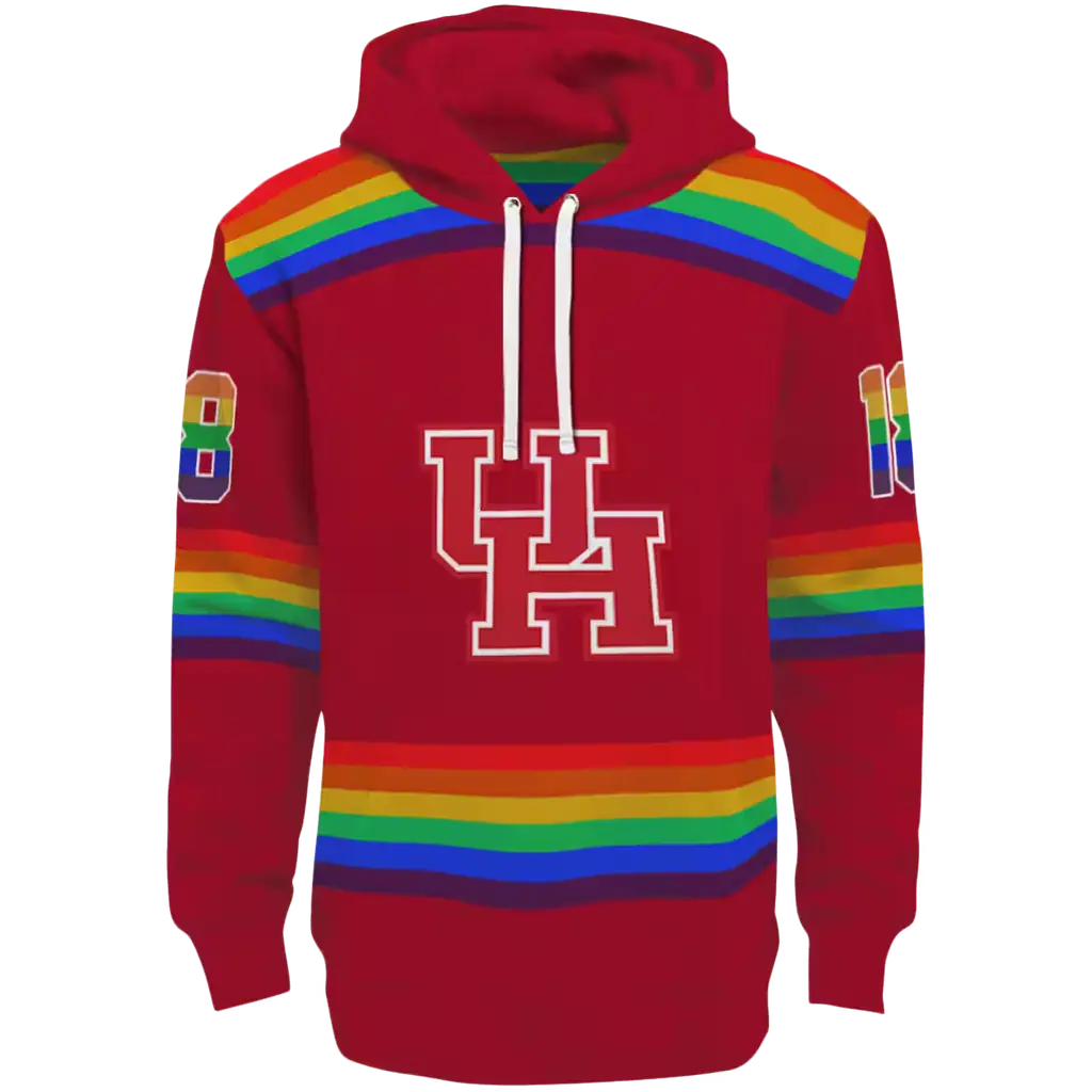 custom houston cougars rainbow stripes red hoodie best selling custom houston cougars rainbow stripes red hoodie best selling