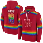 custom houston cougars rainbow stripes red hoodie best selling