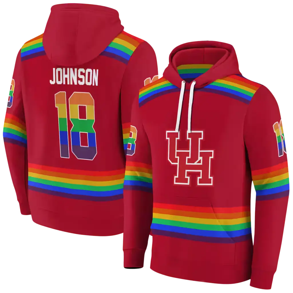 custom houston cougars rainbow stripes red hoodie fashion forward custom houston cougars rainbow stripes red hoodie fashion forward
