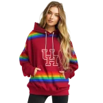 custom houston cougars rainbow stripes red hoodie best selling
