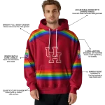 custom houston cougars rainbow stripes red hoodie best selling