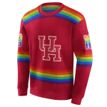 custom houston cougars rainbow stripes red hoodie best selling