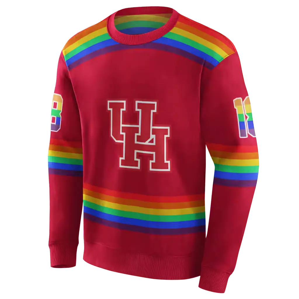 custom houston cougars rainbow stripes red hoodie new arrival custom houston cougars rainbow stripes red hoodie new arrival