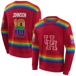 custom houston cougars rainbow stripes red hoodie best selling