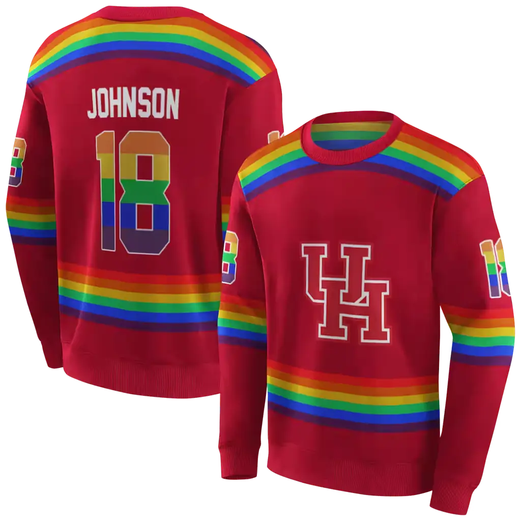 custom houston cougars rainbow stripes red hoodie premium grade custom houston cougars rainbow stripes red hoodie premium grade